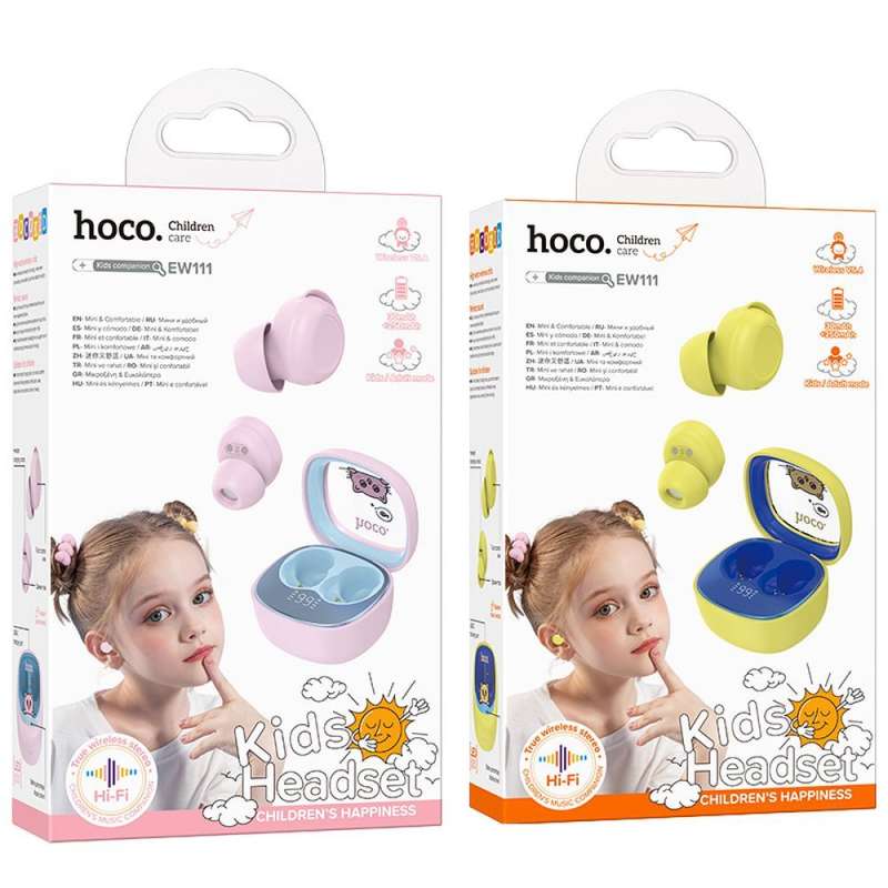 SPOTT-GR Hoco EW111 - Ασύρματα In-Ear Ακουστικά Bluetooth TWS για Παιδιά με Θήκη Φόρτισης - Ροζ