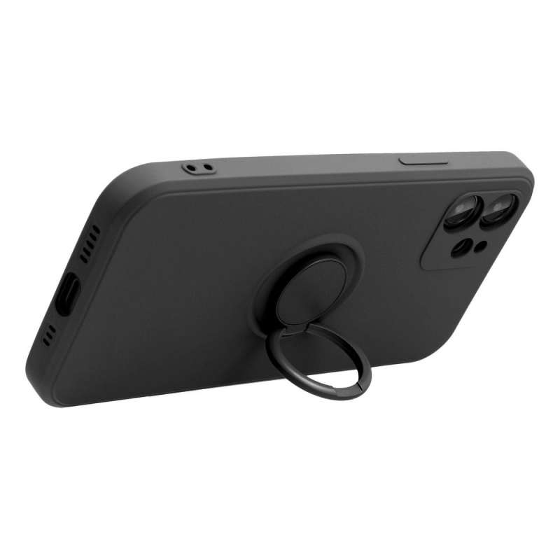 SPOTT-GR Silicone Ring Case - Θήκη Σιλικόνης με Δαχτυλίδι για Apple iPhone 7 / 8 / SE 2020 / SE 2022 - Μαύρη