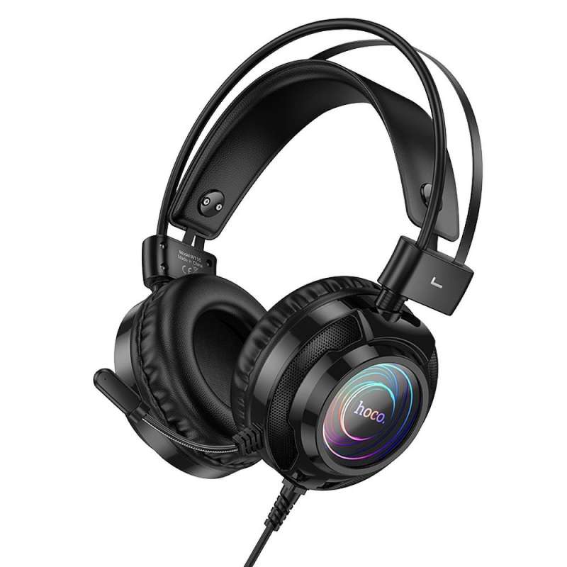 SPOTT-GR Hoco W110 - Ενσύρματα Gaming Ακουστικά με Υποδοχές USB-A και Καρφί 3.5mm με Μικρόφωνο 2m - Μαύρα