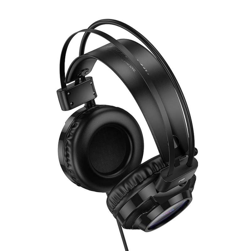 SPOTT-GR Hoco W110 - Ενσύρματα Gaming Ακουστικά με Υποδοχές USB-A και Καρφί 3.5mm με Μικρόφωνο 2m - Μαύρα