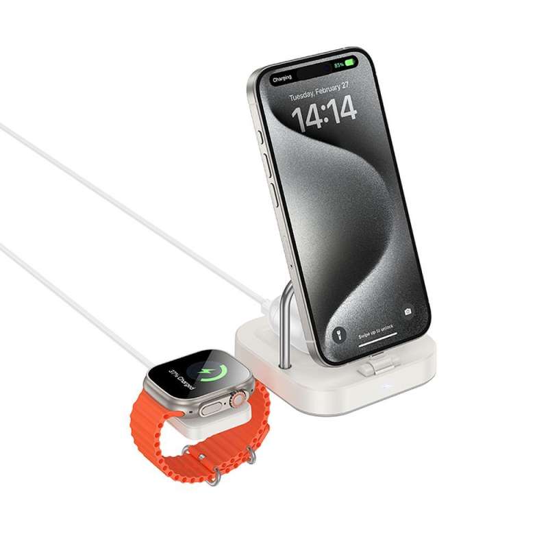 SPOTT-GR Hoco CQ16A - Ασύρματος Φορτιστής 3 σε 1 Συμβατός με Apple Watch 3A 5W CQ16A - Άσπρος