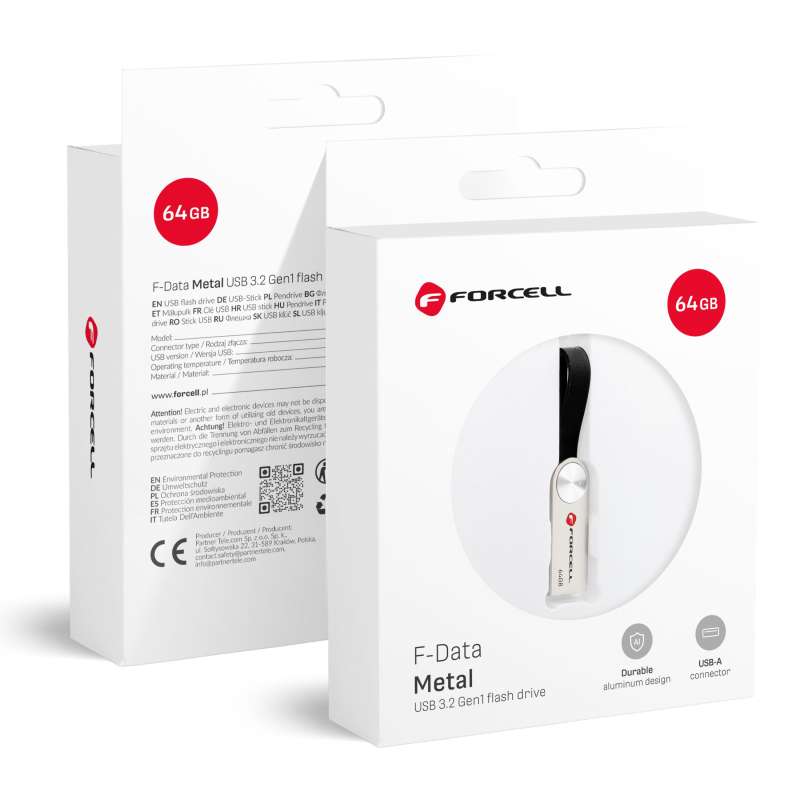 SPOTT-GR Forcell F-Data Metal - Στικάκι USB 64GB USB3.2 Gen 1 (USB-A) - Ασημί