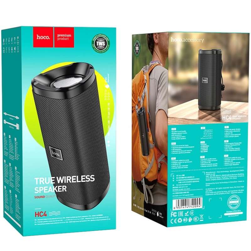 SPOTT-GR Hoco Bella HC4 - Φορητό Ηχείο Bluetooth 2 x 5W με FM Ραδιόφωνο - Μαύρο