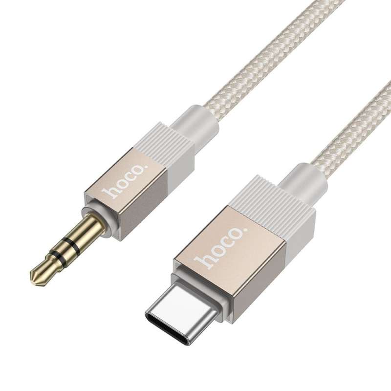 SPOTT-GR Hoco UPA32B - Μετατροπέας (Adapter) AUX Από Type-C σε Jack 3.5mm 1m (Θηλυκό) - Χρυσός