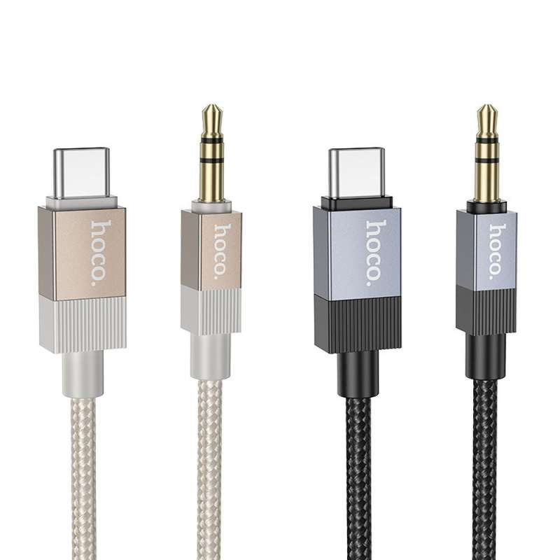 SPOTT-GR Hoco UPA32B - Μετατροπέας (Adapter) AUX Από Type-C σε Jack 3.5mm 1m (Θηλυκό) - Χρυσός