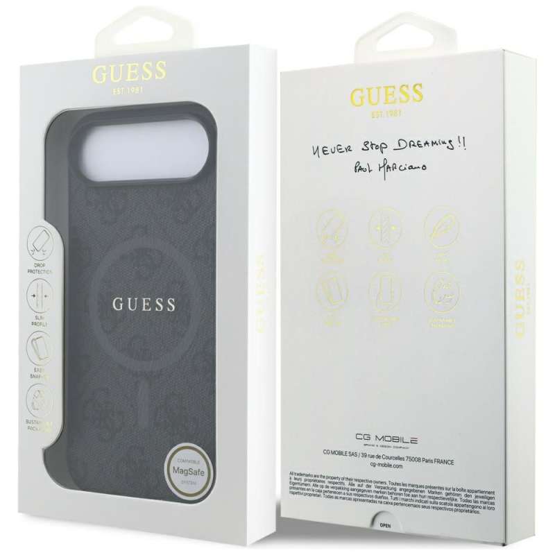 SPOTT-GR GUESS - Θήκη για Apple iPhone 17 Air με Υποστήριξη MagSafe (PU 4G Ring Classic Logo) σε Μαύρο Χρώμα