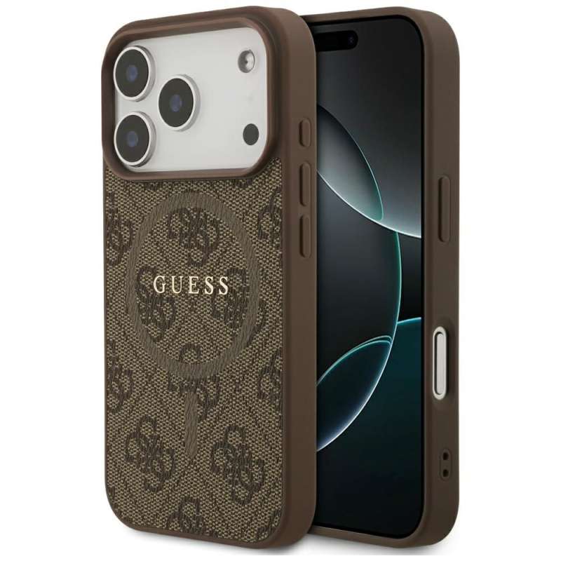 SPOTT-GR GUESS - Θήκη για Apple iPhone 17 Pro με Υποστήριξη MagSafe (PU 4G Ring Classic Logo) - Καφέ