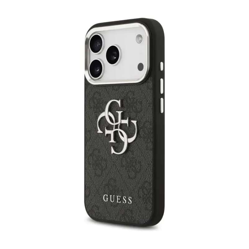 SPOTT-GR GUESS - Θήκη για Apple iPhone 17 (4G PU Leather with Big 4G and Classic Logo and Silver Metal Camera Frame) - Μαύρη
