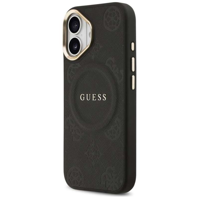 SPOTT-GR GUESS - Θήκη για Apple iPhone 17 με Υποστήριξη MagSafe (PU W/ Peony Hot Stamp) - Μαύρη