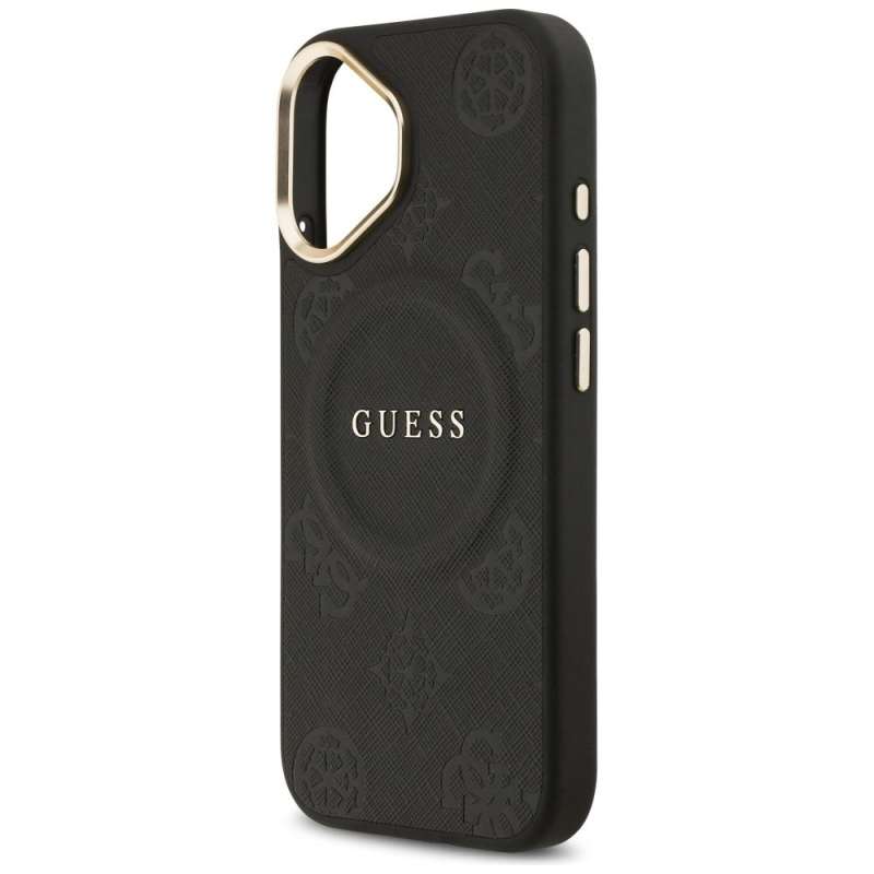 SPOTT-GR GUESS - Θήκη για Apple iPhone 17 με Υποστήριξη MagSafe (PU W/ Peony Hot Stamp) - Μαύρη