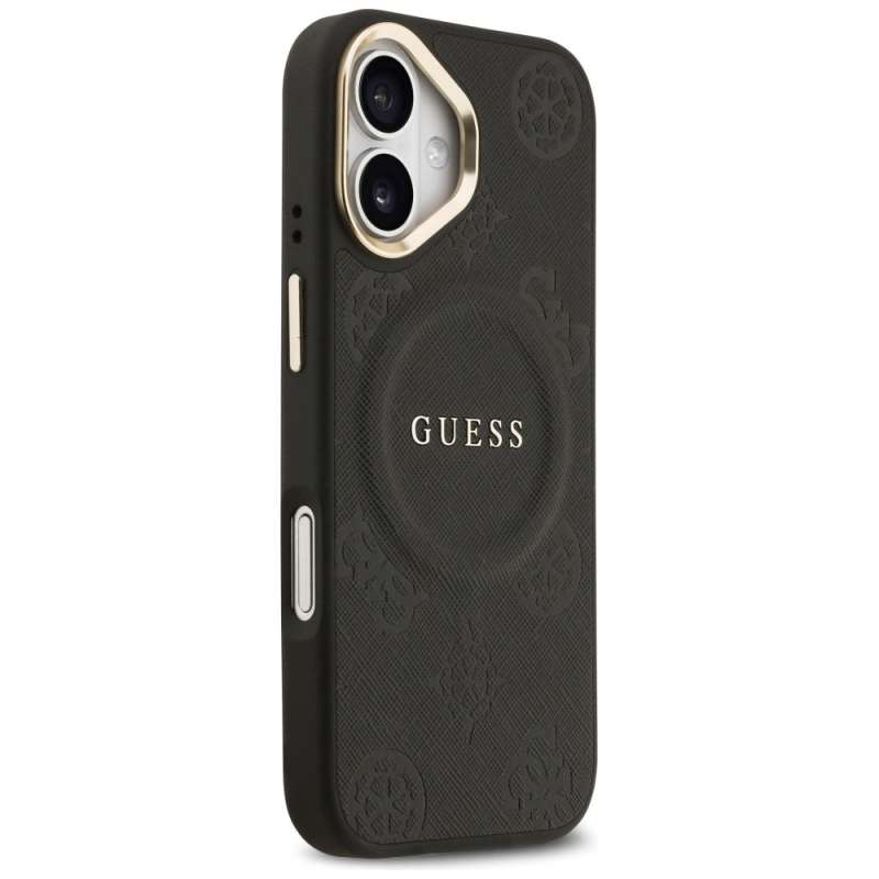 SPOTT-GR GUESS - Θήκη για Apple iPhone 17 με Υποστήριξη MagSafe (PU W/ Peony Hot Stamp) - Μαύρη