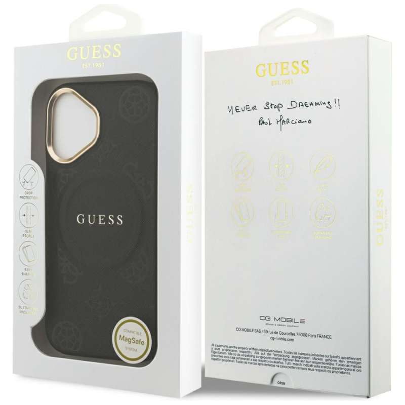 SPOTT-GR GUESS - Θήκη για Apple iPhone 17 με Υποστήριξη MagSafe (PU W/ Peony Hot Stamp) - Μαύρη