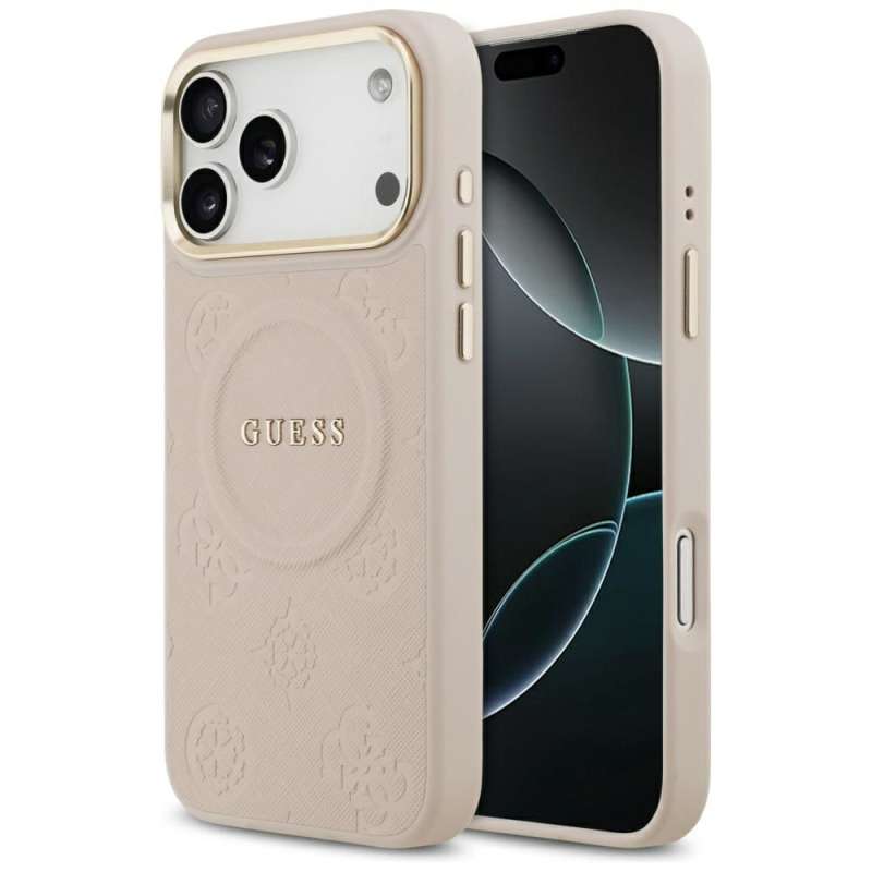 SPOTT-GR GUESS - Θήκη για Apple iPhone 17 Pro Max με Υποστήριξη MagSafe (PU W/ Peony Hot Stamp) - Ροζ