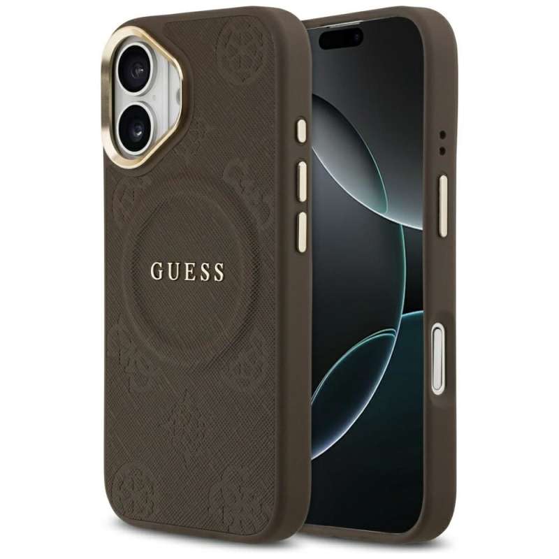 SPOTT-GR GUESS - Θήκη για Apple iPhone 17 με Υποστήριξη MagSafe (PU W/ Peony Hot Stamp) - Καφέ