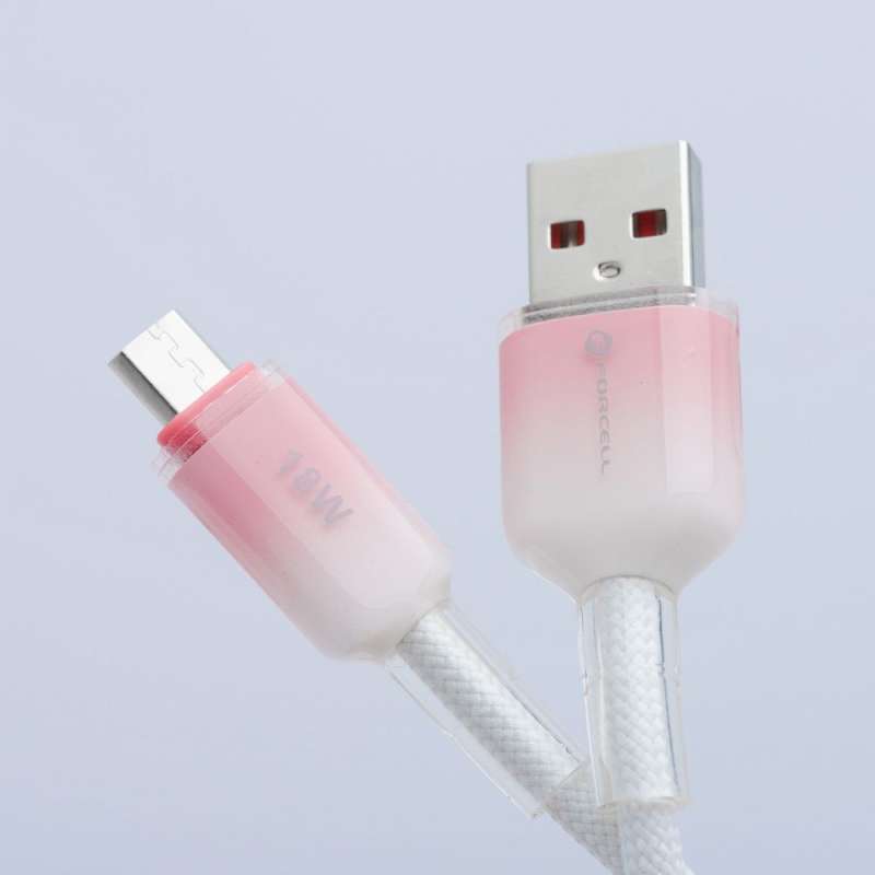 SPOTT-GR Forcell F-Energy C351 Gradient - Καλώδιο USB-A σε Micro USB Quick Charge 3.0 2.4A 18W 1m - Άσπρο