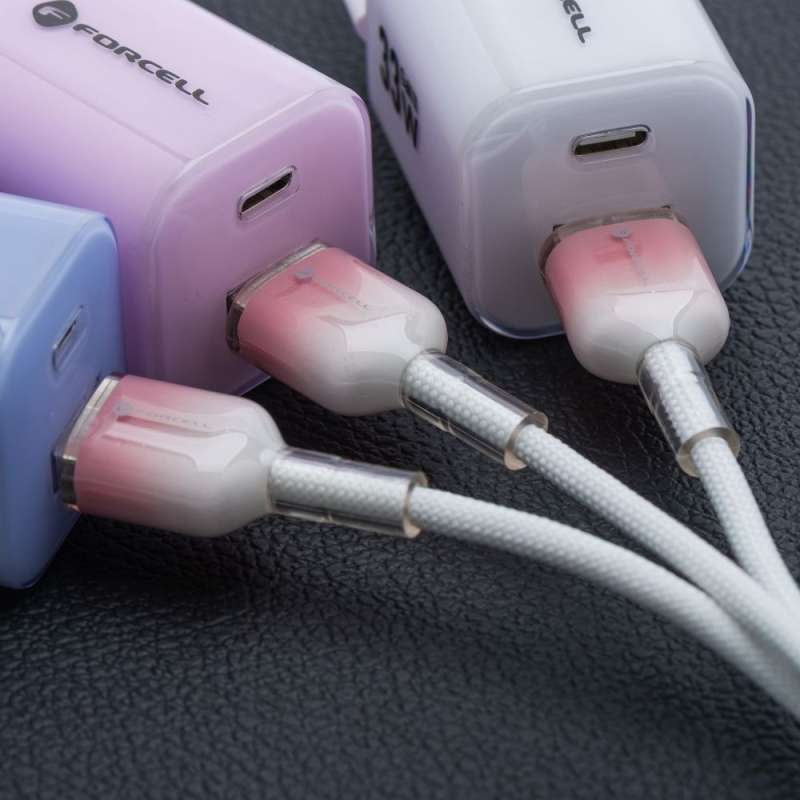 SPOTT-GR Forcell F-Energy C351 Gradient - Καλώδιο USB-A σε Micro USB Quick Charge 3.0 2.4A 18W 1m - Άσπρο