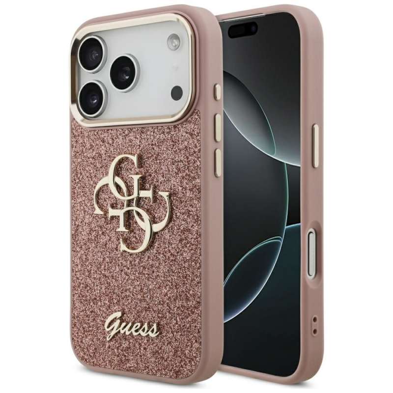SPOTT-GR GUESS - Θήκη για Apple iPhone 17 Pro (Fixed Glitter Big 4G Metal Frame) - Ροζ