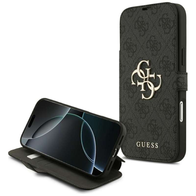 SPOTT-GR GUESS - Θήκη Πορτοφόλι για Apple iPhone 17 Pro Max (PU 4G Metal Logo) - Μαύρη
