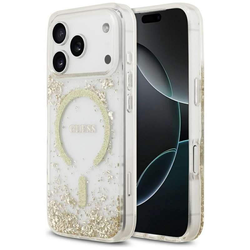 SPOTT-GR GUESS - Θήκη για Apple iPhone 17 Pro με Υποστήριξη MagSafe GUHMP17LRGRGED (Resin Bottom Glitter) - Χρυσή