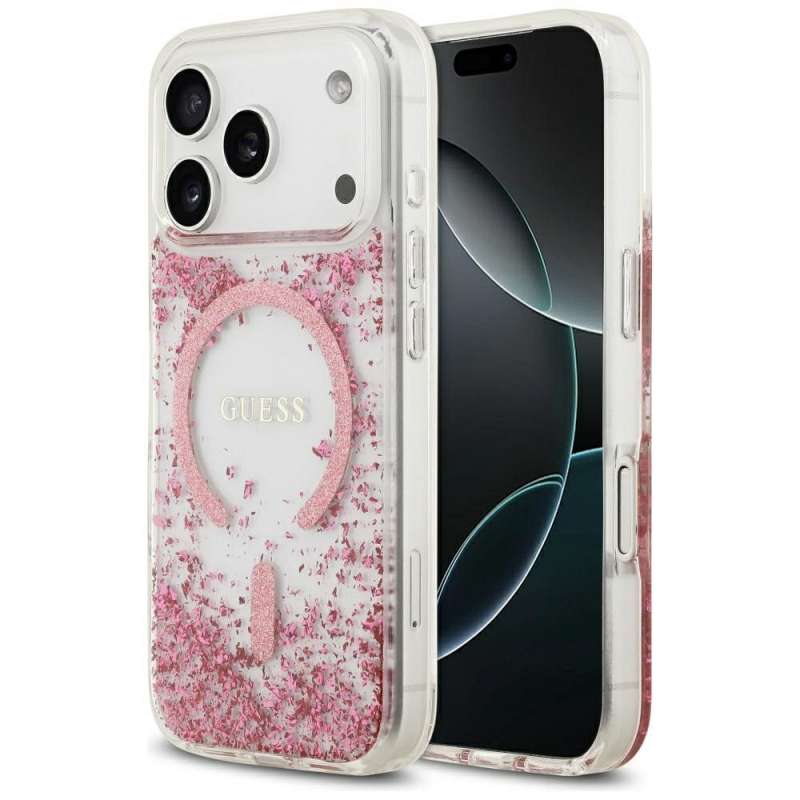 SPOTT-GR GUESS - Θήκη για Apple iPhone 17 Pro με Υποστήριξη MagSafe (Resin Bottom Glitter) - Ροζ