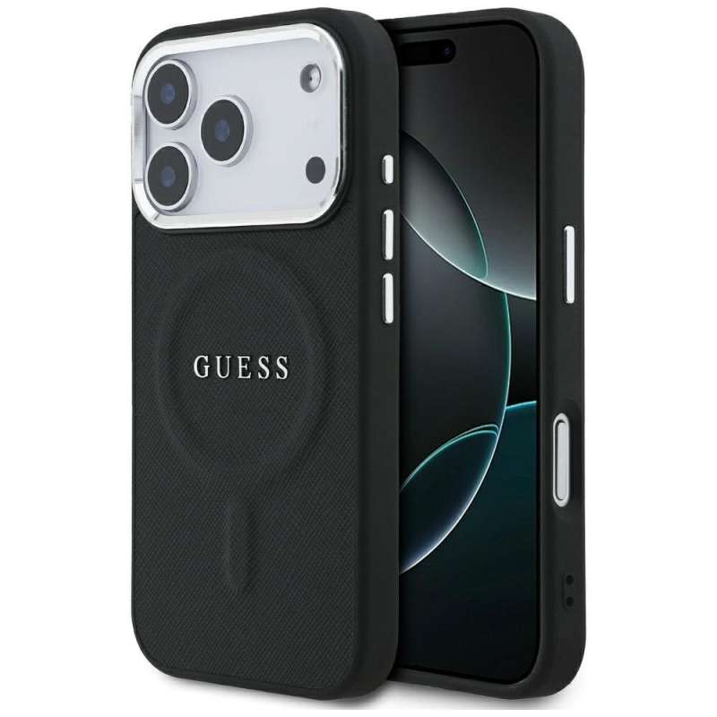 SPOTT-GR GUESS - Θήκη για Apple iPhone 17 Pro με Υποστήριξη MagSafe (PU W/ Classic Logo) - Μαύρη