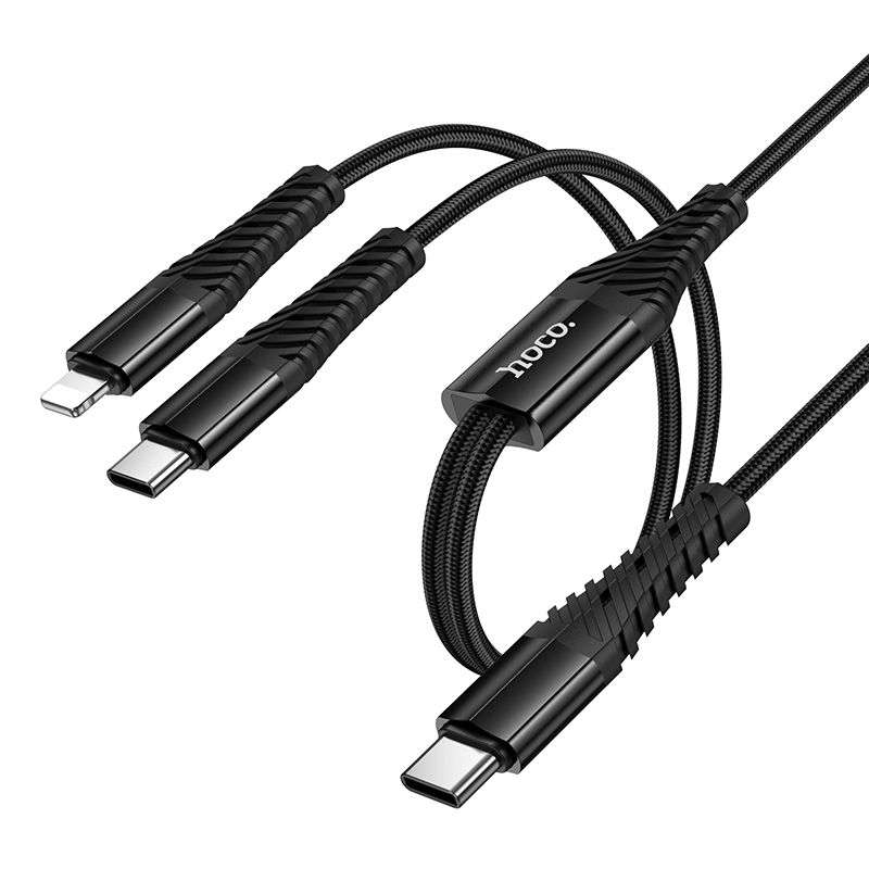 SPOTT-GR Hoco X123 - Καλώδιο Type-C σε Type-C / Lightning 1m σε Μαύρο Χρώμα