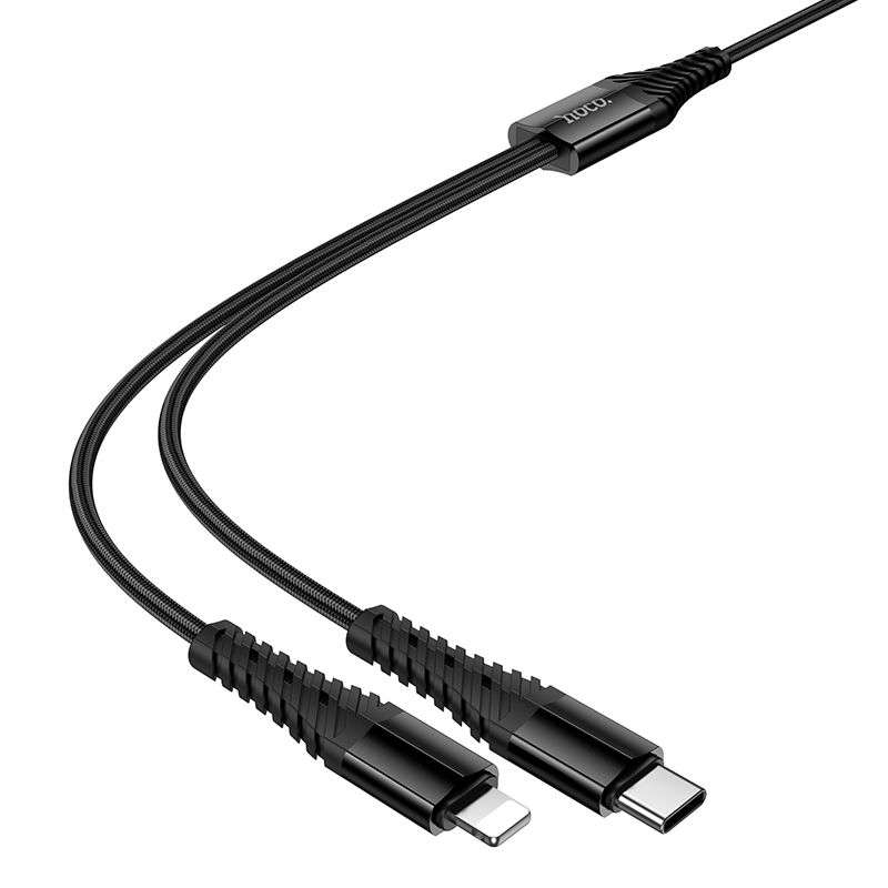 SPOTT-GR Hoco X123 - Καλώδιο Type-C σε Type-C / Lightning 1m σε Μαύρο Χρώμα