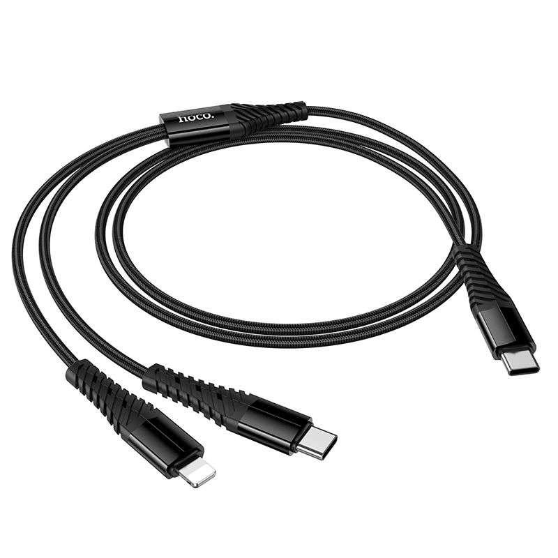 SPOTT-GR Hoco X123 - Καλώδιο Type-C σε Type-C / Lightning 1m σε Μαύρο Χρώμα