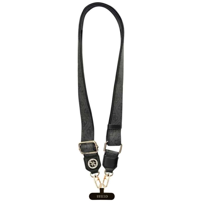 SPOTT-GR GUESS - Λουράκι για Θήκες Κινητών (4G PU Strap Tether Patch Strass Metal Logo) - Μαύρο