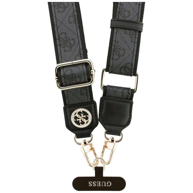 SPOTT-GR GUESS - Λουράκι για Θήκες Κινητών (4G PU Strap Tether Patch Strass Metal Logo) - Μαύρο