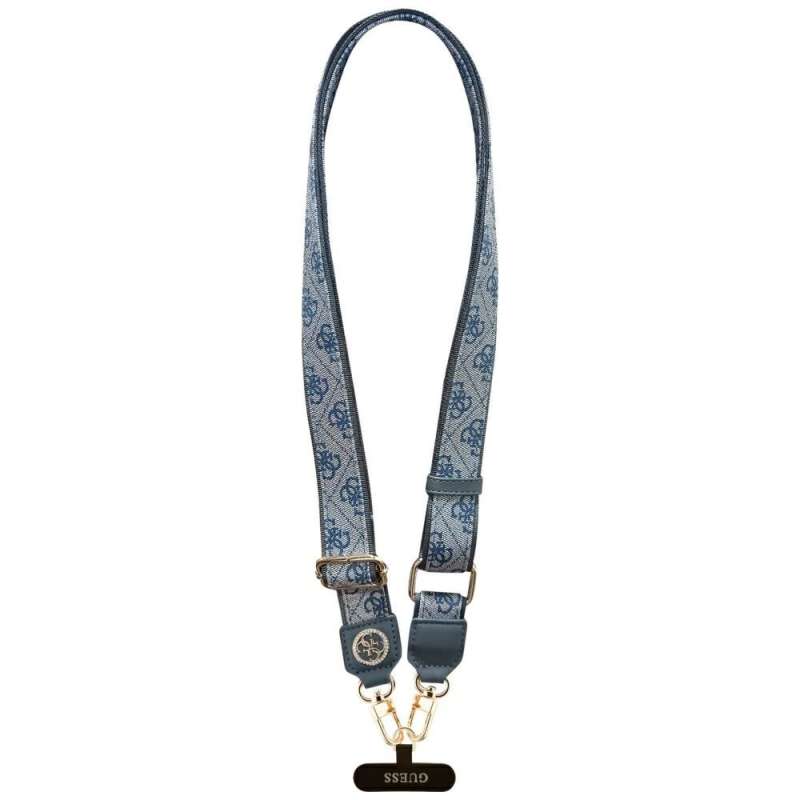 SPOTT-GR GUESS - Λουράκι για Θήκες Κινητών (4G PU Strap Tether Patch Strass Metal Logo) - Μπλε