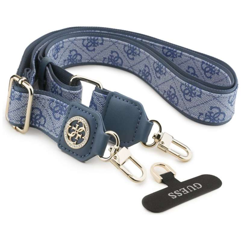 SPOTT-GR GUESS - Λουράκι για Θήκες Κινητών (4G PU Strap Tether Patch Strass Metal Logo) - Μπλε