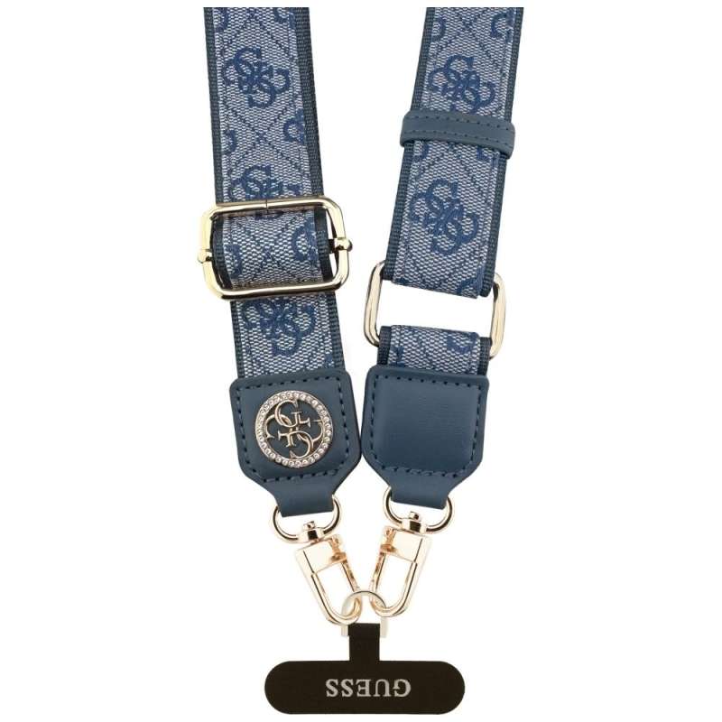 SPOTT-GR GUESS - Λουράκι για Θήκες Κινητών (4G PU Strap Tether Patch Strass Metal Logo) - Μπλε