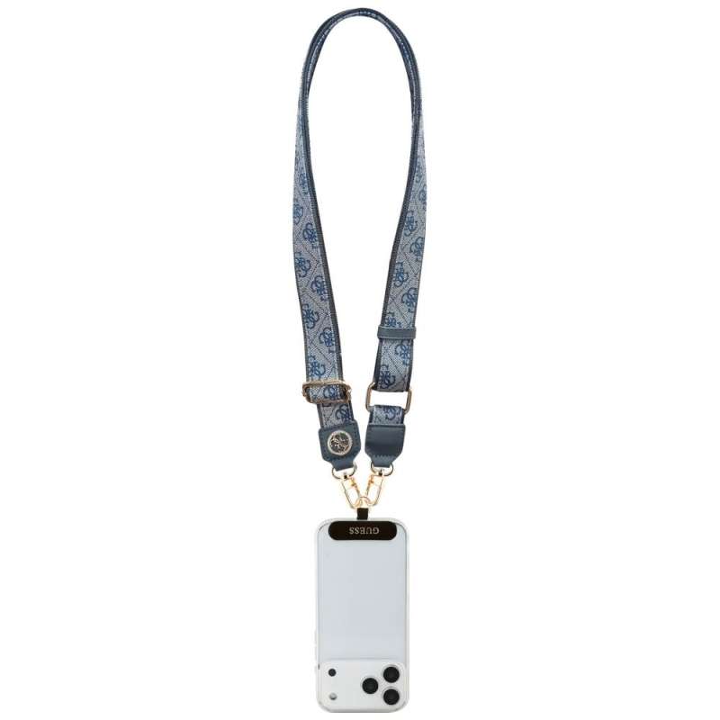 SPOTT-GR GUESS - Λουράκι για Θήκες Κινητών (4G PU Strap Tether Patch Strass Metal Logo) - Μπλε