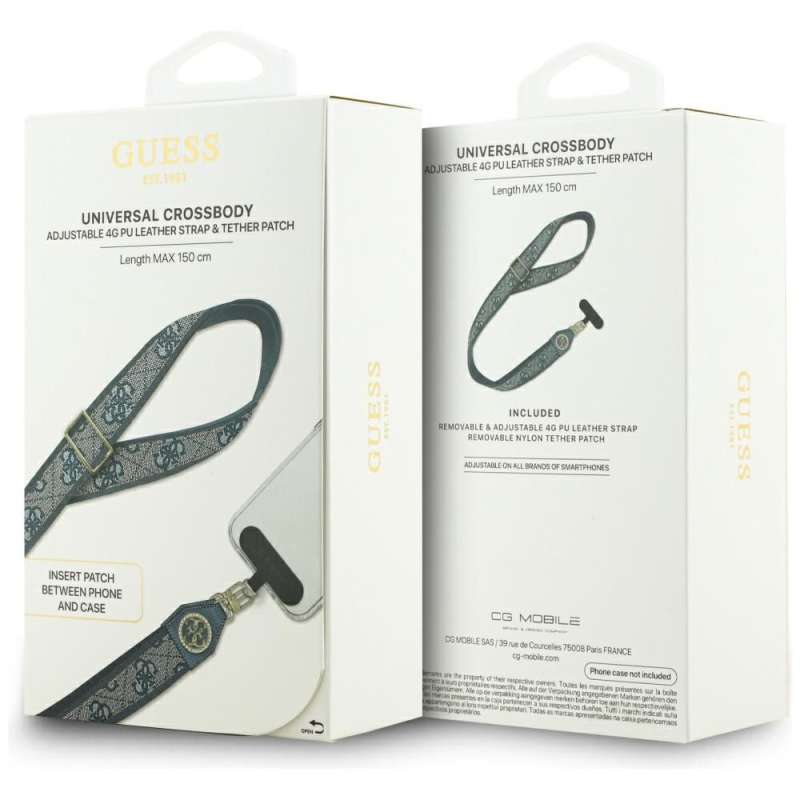 SPOTT-GR GUESS - Λουράκι για Θήκες Κινητών (4G PU Strap Tether Patch Strass Metal Logo) - Μπλε