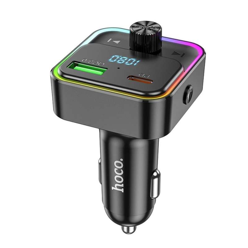 SPOTT-GR Hoco E81 - FM Transmitter με Bluetooth και Φορτιστή Quick Charge 3.0 PD 30W - Μαύρο