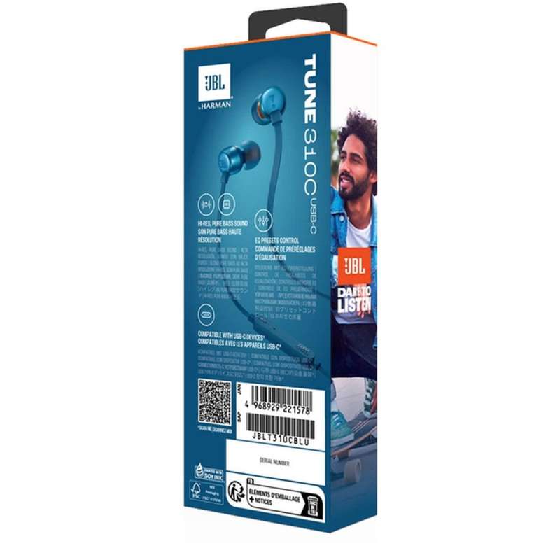 SPOTT-GR JBL Tune 310C - Ενσύρματα Ακουστικά με Υποδοχή Type-C - Μπλε