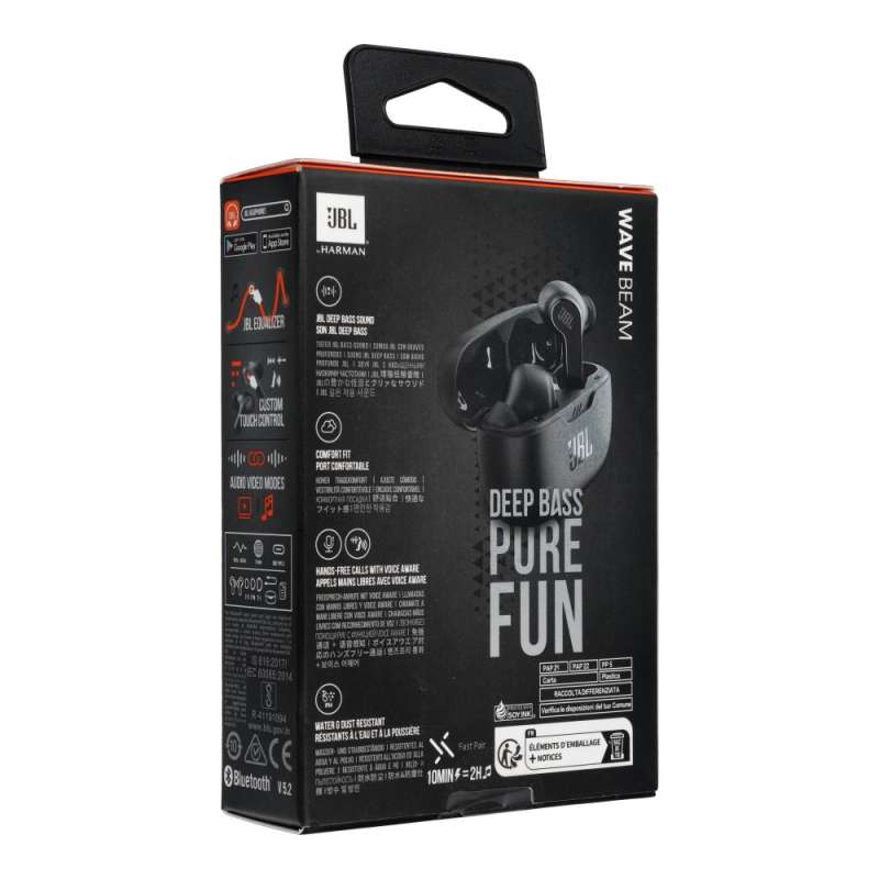 SPOTT-GR JBL Wave Beam - Ασύρματα In-Ear Ακουστικά Bluetooth με Αδιαβροχοποίηση IP54 σε Μαύρο Χρώμα