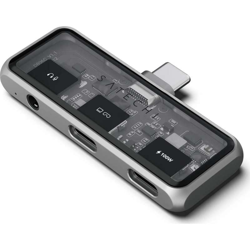 SPOTT-GR Satechi Mobile XR - Μετατροπέας 3 σε 1 με Υποδοχή Type-C σε Jack 3.5mm / 2 x Type-C σε Χρώμα Γκρι (ST-HXRAJM)