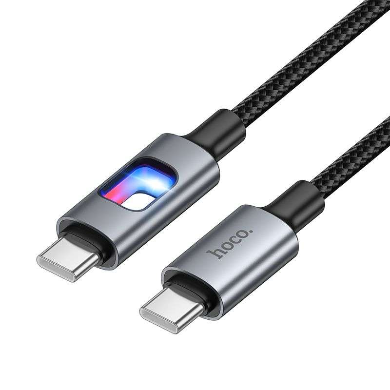 SPOTT-GR Hoco U144 - Καλώδιο Type-C σε Type-C με Φωτισμό LED (3A 60W) 1.2m σε Μαύρο Χρώμα