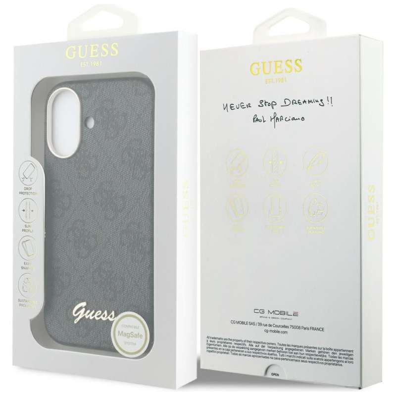 SPOTT-GR GUESS - Θήκη για Apple iPhone 17 με Υποστήριξη MagSafe (PU FW 4G Script) σε Μαύρο Χρώμα