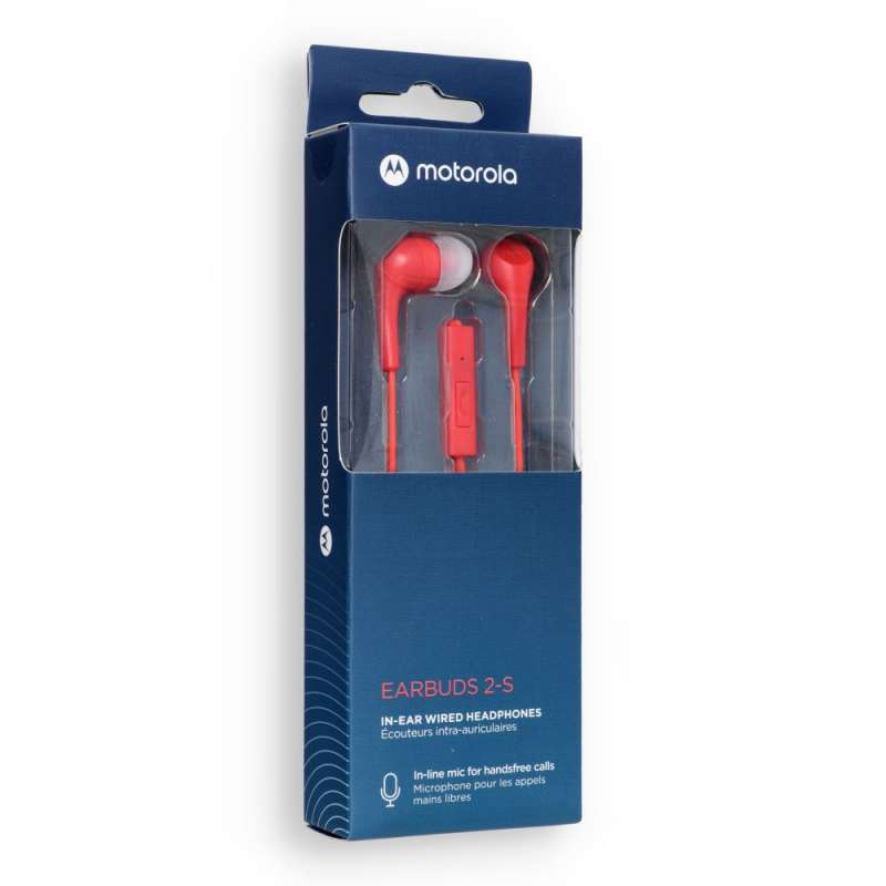 SPOTT-GR Motorola Earbuds 2S - Ενσύρματα In-Ear Ακουστικά με Υποδοχή Jack 3.5mm σε Κόκκινο Χρώμα