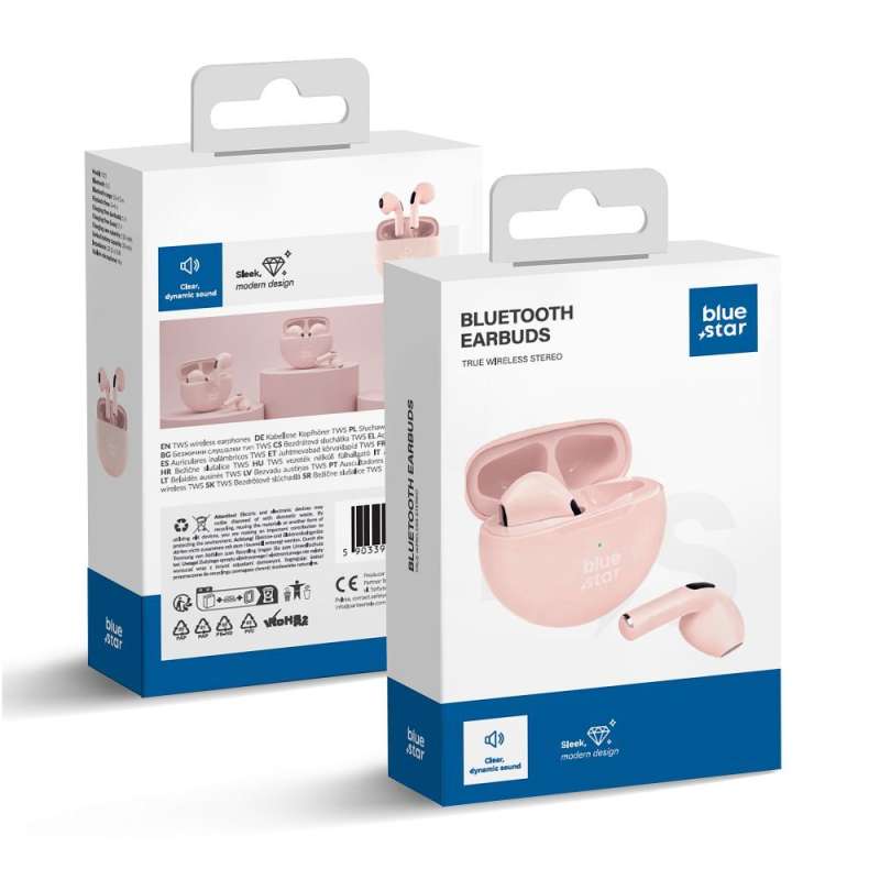 SPOTT-GR Blue Star Circle Beat TX3 - Ασύρματα In-Ear Ακουστικά Bluetooth σε Ροζ Χρώμα