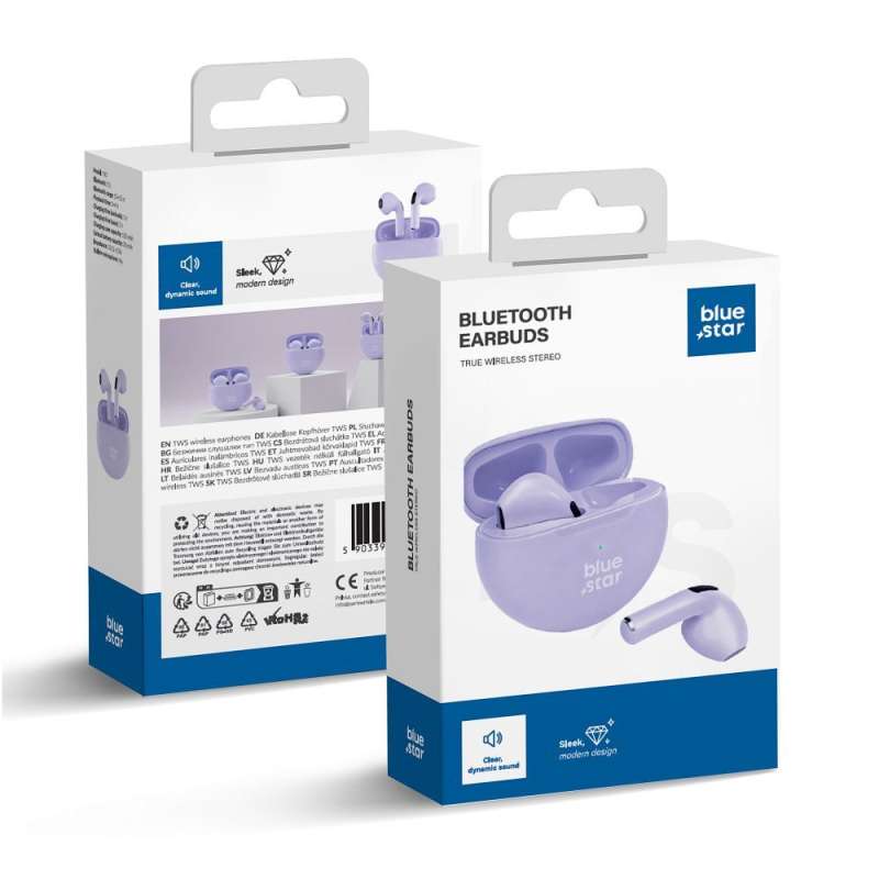 SPOTT-GR Blue Star Circle Beat TX3 - Ασύρματα In-Ear Ακουστικά Bluetooth σε Μωβ Χρώμα