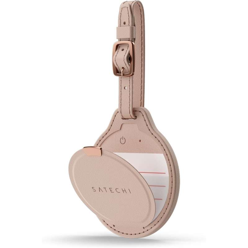 SPOTT-GR Satechi Vegan-Leather FindAll™ Luggage Tag - GPS Tracker Συμβατό με Apple Find My για Τσάντες σε Ροζ Χρώμα (ST-LFALTW)