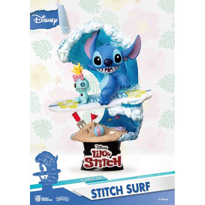 SPOTT-GR Disney Summer Series D-Stage - Διόραμα PVC Stitch Surf με Ύψος 15cm