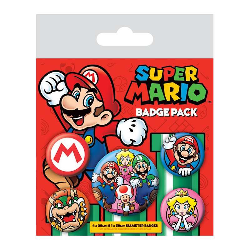 SPOTT-GR Super Mario - Κονκάρδες Pin-Back Buttons (5-Pack)