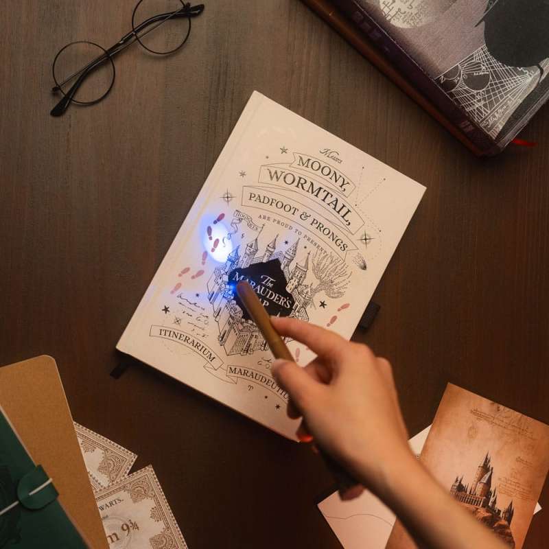SPOTT-GR Harry Potter Premium - Σημειωματάριο (Μεγέθους A5) με Φωτιζόμενο Marauder's Map