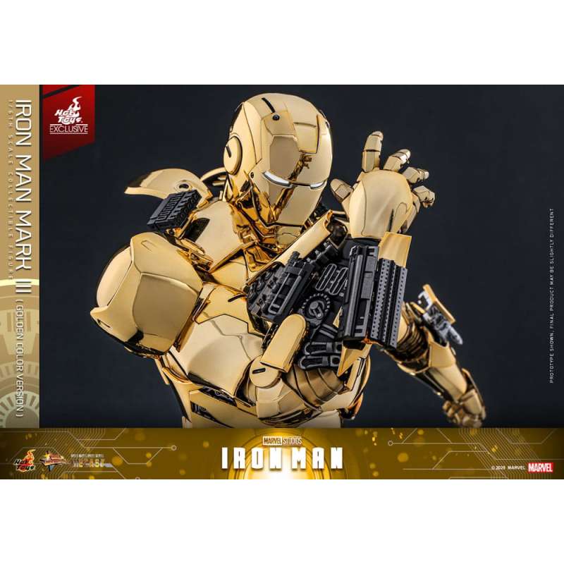 SPOTT-GR Iron Man Movie Masterpiece Diecast Action Figure 1/6 Iron Man Mark III (Gold Color Version) Hot Toys Exclusive 33 cm