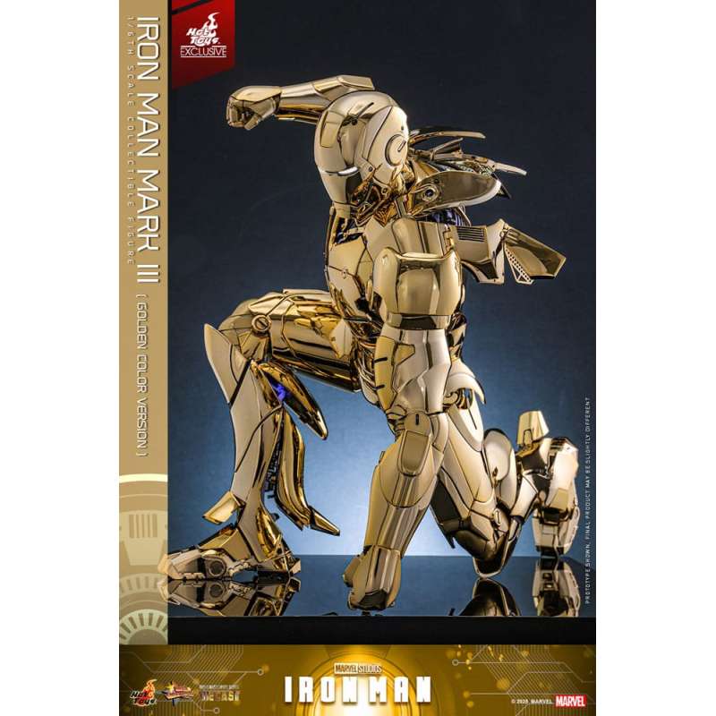 SPOTT-GR Iron Man Movie Masterpiece Diecast Action Figure 1/6 Iron Man Mark III (Gold Color Version) Hot Toys Exclusive 33 cm